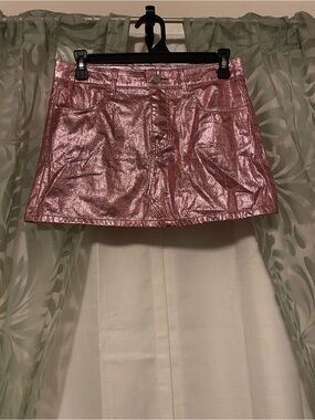 Shimmering Pink Metallic Mini Skirt